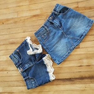 Girls jeans shorts and jeans skirt lot size 6
